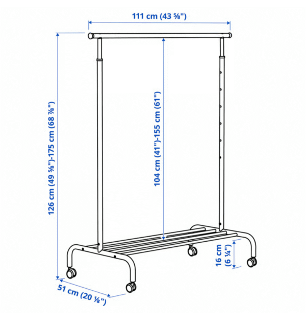 Clothes racks Dimentions